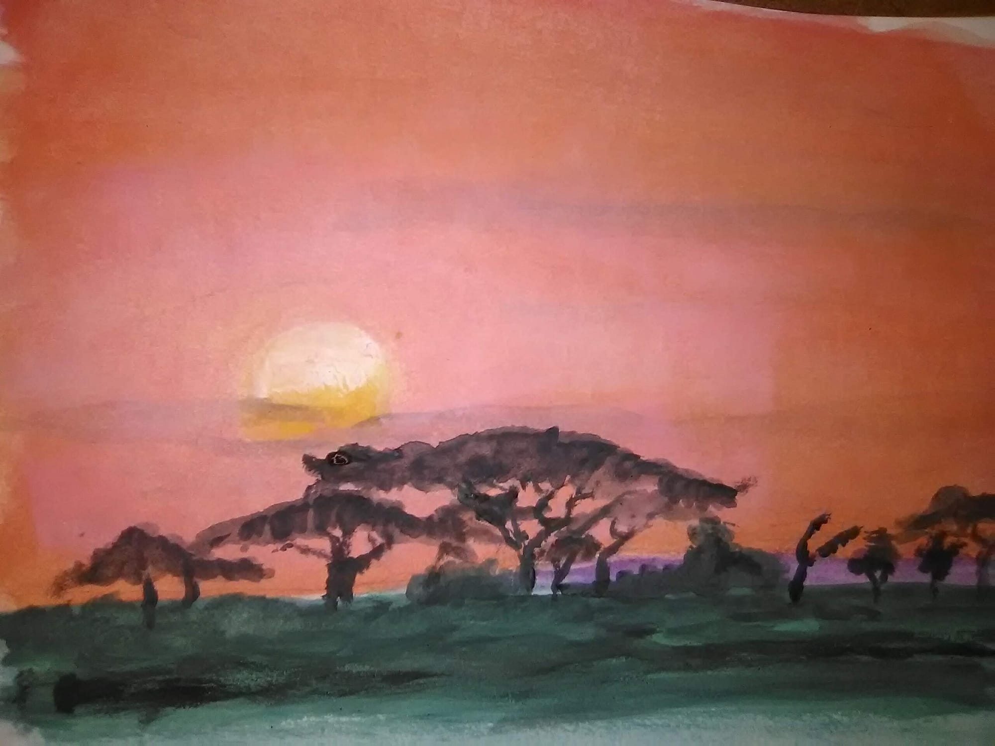 watercolor #14 - serengeti sunrise