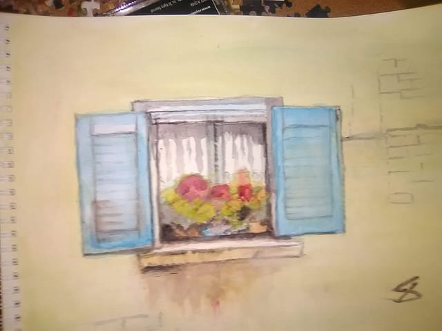 watercolor exercise #8 window still life