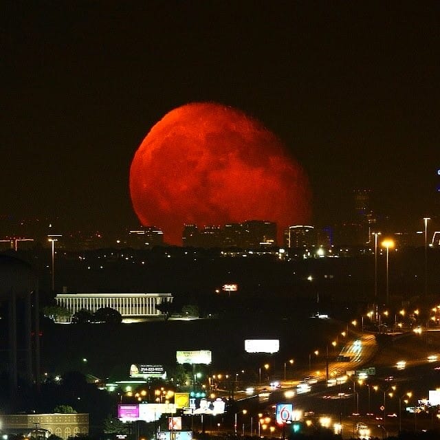 Blood moon over Dallas
